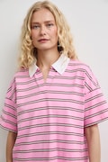 T-shirt damski bawełniany w paski różowy RW26-TSD110