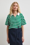 T-shirt damski bawełniany w paski zielony RW26-TSD110