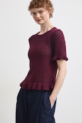 Medicine T-shirt swetrowy damski bawełniany bordowy