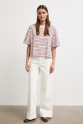 T-shirt damski bawełniany w paski różowy RW26-TSD205