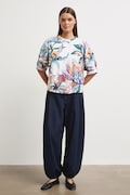 Medicine T-shirt oversize damski bawełniany z elastanem beżowy