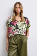 T-shirt damski bawełniany w kwiaty multicolor RW26-TSD509