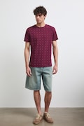 T-shirt męski bawełniany z elastanem bordowy RW26-TSM011