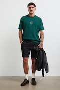 T-shirt męski bawełniany z nadrukiem zielony RW26-TSM118