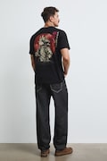 T-shirt męski bawełniany z nadrukiem czarny RW26-TSM408