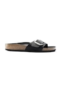Birkenstock klapki nubukowe Madrid Big Buckle kolor czarny 1006523