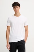 Lacoste tricou din bumbac barbati, culoarea alb, neted, TH6710