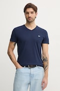 Lacoste tricou din bumbac barbati, culoarea albastru marin, neted, TH6710