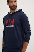 Βαμβακερή μπλούζα Helly Hansen χρώμα ναυτικό μπλε, με κουκούλα 53289