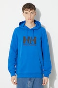 Helly Hansen felpa in cotone  HH LOGO HOODIE uomo colore blu con cappuccio con applicazione  53289