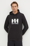 Βαμβακερή μπλούζα Helly Hansen χρώμα μαύρο, με κουκούλα 53289