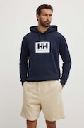 Helly Hansen Bluza bawełniana kolor granatowy z kapturem z nadrukiem 53289-597
