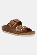 Birkenstock slapi de piele Arizona Big Buckle femei, culoarea maro, 1011073