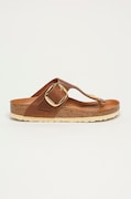 Шкіряні в'єтнамки Birkenstock Gizeh Big Buckle жіночі колір коричневий на плоскому ходу 1018745