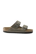 Birkenstock slapi de piele Arizona femei, culoarea verde