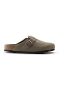 Semišové pantofle Birkenstock Boston dámské, béžová barva
