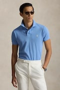Памучна тениска с яка Polo Ralph Lauren в синьо с изчистен дизайн 710536856