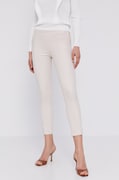 Morgan Spodnie PROSY.F damskie kolor kremowy dopasowane medium waist