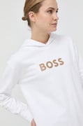Памучен суичър BOSS в бяло с качулка принт 50468367