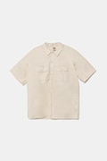 Риза Dickies мъжка в бежово със стандартна кройка с класическа яка