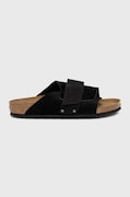 Birkenstock klapki zamszowe Kyoto męskie kolor czarny 1022350