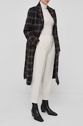 Bruuns Bazaar spodnie CindySus Dagny pants damskie kolor beżowy dopasowane high waist BBW2393