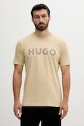 Bavlnené tričko HUGO pánske, čierna farba, s potlačou, 50467556