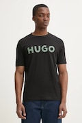 Bavlnené tričko HUGO pánske, čierna farba, s potlačou, 50467556