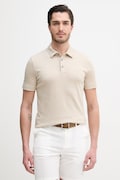 BOSS polo bawełniane kolor beżowy gładki
