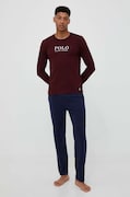 Bavlněná košile s dlouhým rukávem Polo Ralph Lauren vínová barva, s potiskem