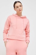 Guess bluza femei, culoarea roz, cu glugă, cu imprimeu
