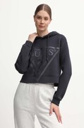 Guess bluza damska kolor czarny z kapturem z nadrukiem