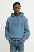 HUGO bluza bawełniana męska kolor niebieski z kapturem gładka 50486478