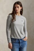 Памучна блуза с дълги ръкави Polo Ralph Lauren в сиво 211898699