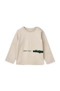 Liewood longsleeve din bumbac pentru copii culoarea bej, neted