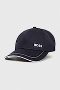 Bombažna bejzbolska kapa BOSS BOSS GREEN mornarsko modra barva