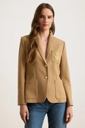 Lauren Ralph Lauren jednoradové sako dámske bavlnené s elastanom hnedé 200797305