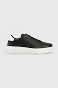 Кожени маратонки Calvin Klein LOW TOP LACE UP LTH в черно HM0HM01016