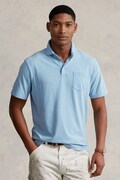 Polo Ralph Lauren polo z domieszką lnu kolor niebieski gładki