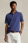 Polo Ralph Lauren polo z domieszką lnu kolor granatowy gładki