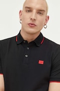 Bombažen polo HUGO črna barva