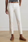 Lauren Ralph Lauren spodnie damskie z bawełną białe regular waist 200811955