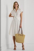 Lauren Ralph Lauren rochie culoarea alb, midi, evazată