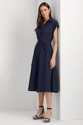 Lauren Ralph Lauren sukienka kolor granatowy midi rozkloszowana