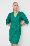 2NDDAY rochie de piele culoarea verde, mini, dreaptă