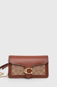 Kožená kabelka Coach Tabby Chain Clutch In Signature Canvas hnědá barva