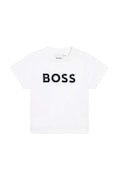 Дитяча бавовняна футболка BOSS колір білий з принтом