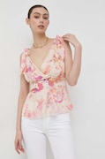 Блуза с коприна Guess в оранжево с десен