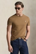 Polo Ralph Lauren t-shirt bawełniany męski kolor brązowy gładki 710671438