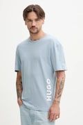 Plážové tričko HUGO modrá barva, s potiskem